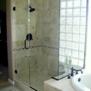 L SHOWERDOOR OIL RUBBED BRONZE WITH CLAMPS FRAMLESS SHOWERDOOR 